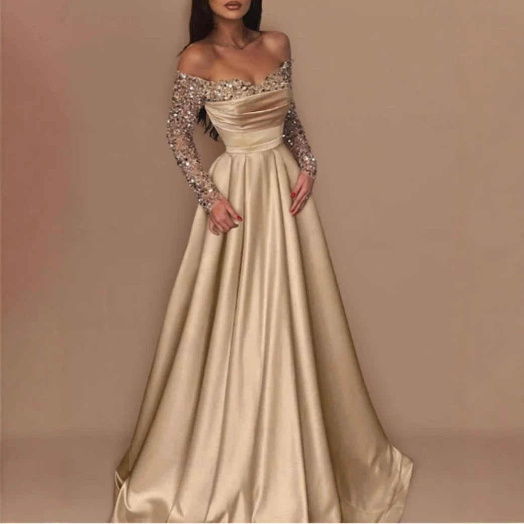 Annual Meeting Party Host Sequined Evening Gown Wedding Ball Gown Long Dresses